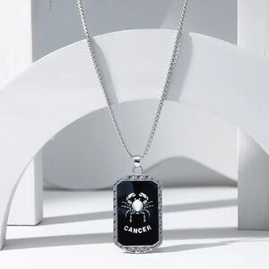 Stainless steel Silver Cancer Zodiac Pendant Necklace unisex